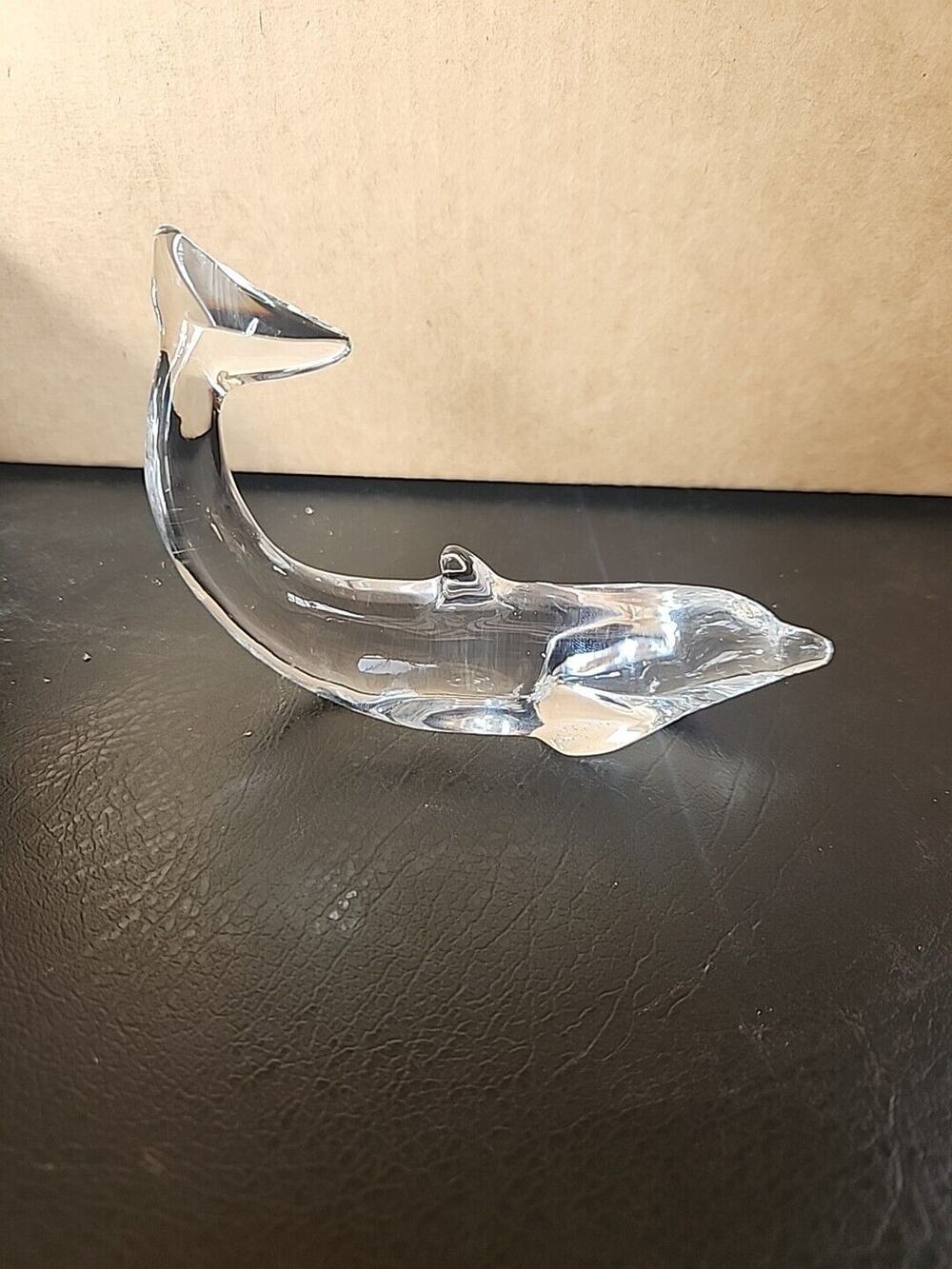 Baccarat France Crystal Dolphin Figurine Tail Up Swimming Porpoise